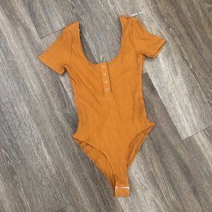 NEW Button Detail Rib Knit Short Bodysuit